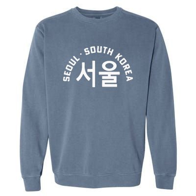 Seoul South Korea Korean Hangul College Style Retro Garment-Dyed Sweatshirt