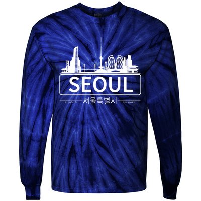 Seoul South Korea Skyline Cityscape Tie-Dye Long Sleeve Shirt