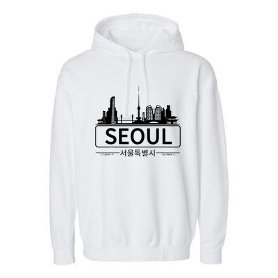 Seoul South Korea Skyline Cityscape Garment-Dyed Fleece Hoodie