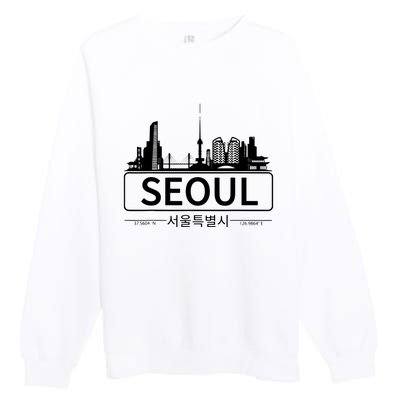 Seoul South Korea Skyline Cityscape Premium Crewneck Sweatshirt