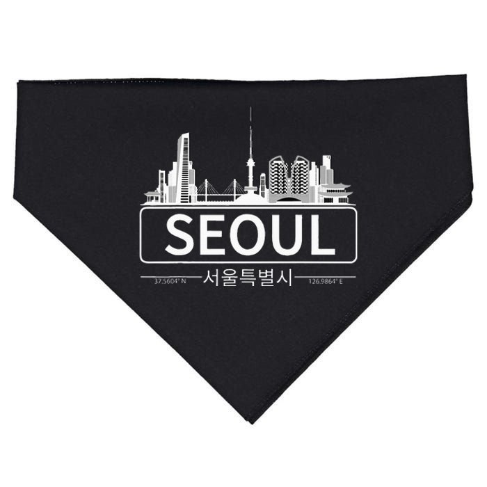 Seoul South Korea Skyline Cityscape USA-Made Doggie Bandana