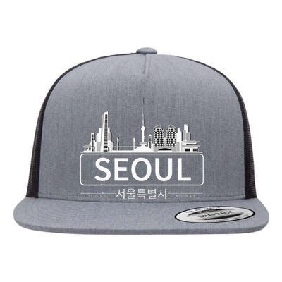 Seoul South Korea Skyline Cityscape Flat Bill Trucker Hat