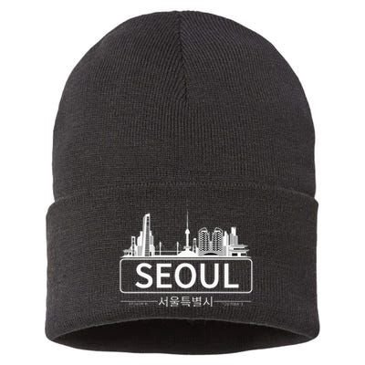 Seoul South Korea Skyline Cityscape Sustainable Knit Beanie