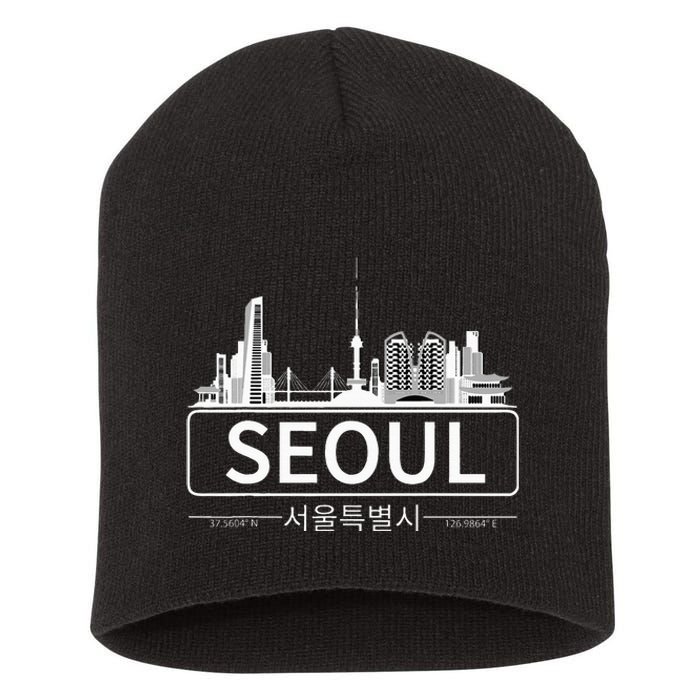 Seoul South Korea Skyline Cityscape Short Acrylic Beanie