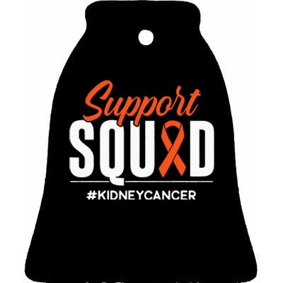 Support Squad Kidney Cancer Awareness Gift Ceramic Bell Ornament