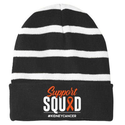 Support Squad Kidney Cancer Awareness Gift Striped Beanie with Solid Band