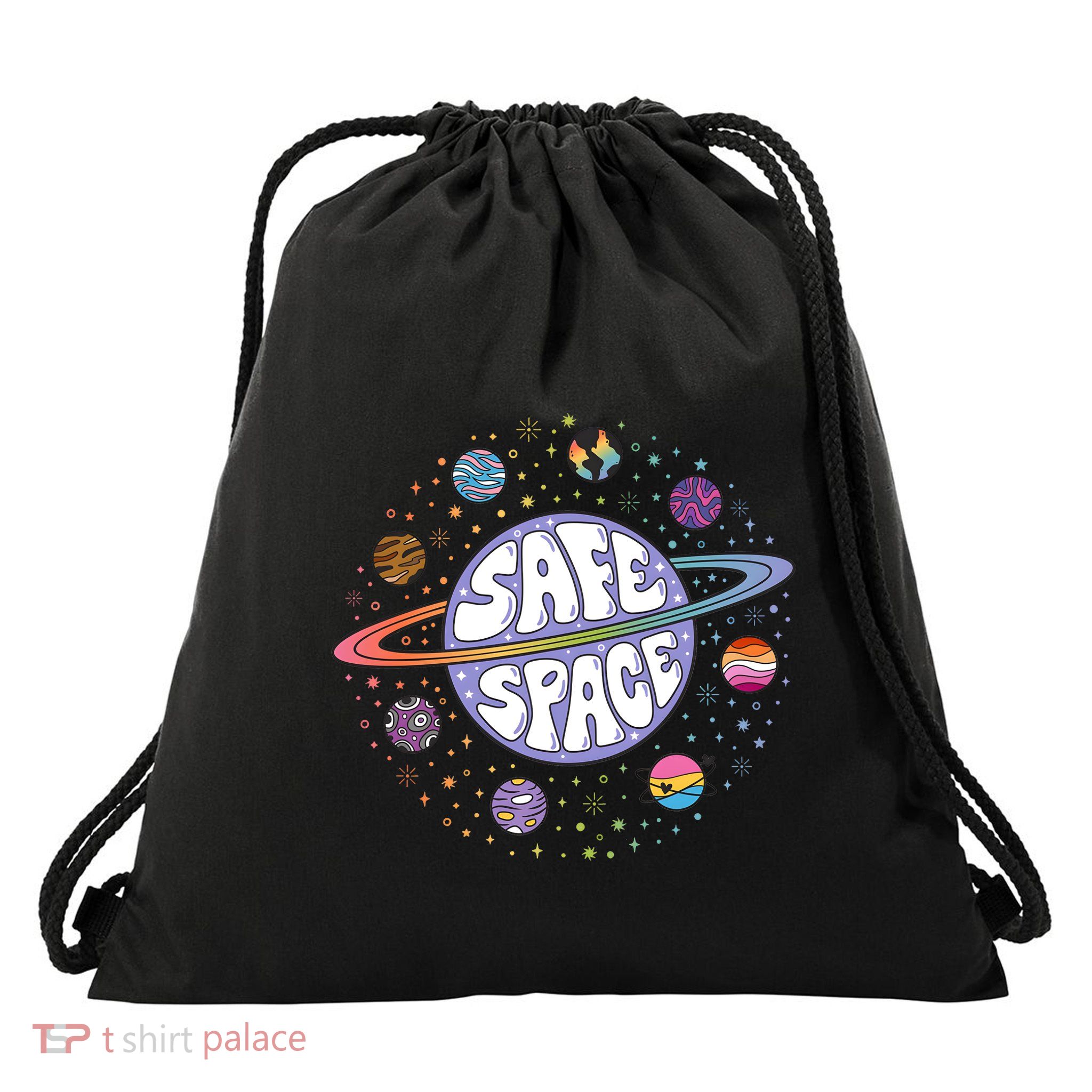 Safe Space Lgbtq Friendly Proud Ally Drawstring Bag