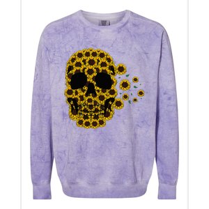 Sunflower Skull Lazy Halloween Costume Cute Skeleton Colorblast Crewneck Sweatshirt