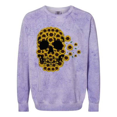 Sunflower Skull Lazy Halloween Costume Cute Skeleton Colorblast Crewneck Sweatshirt