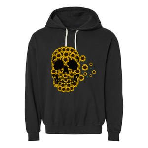 Sunflower Skull Lazy Halloween Costume Cute Skeleton Garment-Dyed Fleece Hoodie