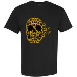 Sunflower Skull Lazy Halloween Costume Cute Skeleton Garment-Dyed Heavyweight T-Shirt