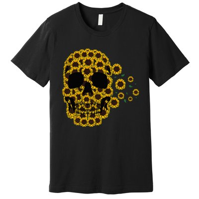 Sunflower Skull Lazy Halloween Costume Cute Skeleton Premium T-Shirt