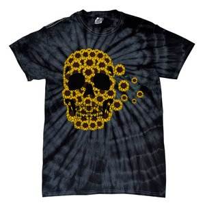 Sunflower Skull Lazy Halloween Costume Cute Skeleton Tie-Dye T-Shirt