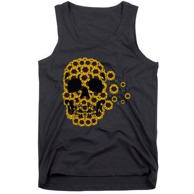 Sunflower Skull Lazy Halloween Costume Cute Skeleton Tank Top