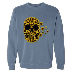 Sunflower Skull Lazy Halloween Costume Cute Skeleton Garment-Dyed Sweatshirt