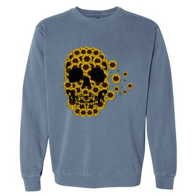 Sunflower Skull Lazy Halloween Costume Cute Skeleton Garment-Dyed Sweatshirt