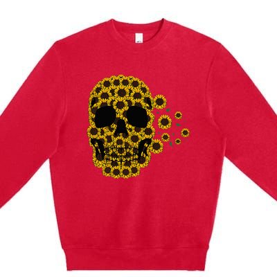 Sunflower Skull Lazy Halloween Costume Cute Skeleton Premium Crewneck Sweatshirt