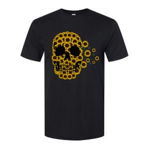 Sunflower Skull Lazy Halloween Costume Cute Skeleton Softstyle CVC T-Shirt