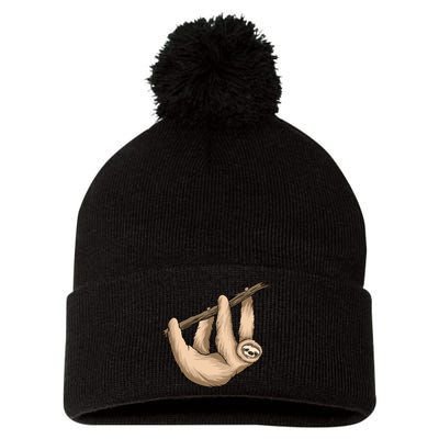 Sloth Pom Pom 12in Knit Beanie