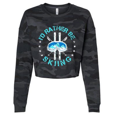 Skiing Skiing Lover I'd Rather Be Skiing Cropped Pullover Crew