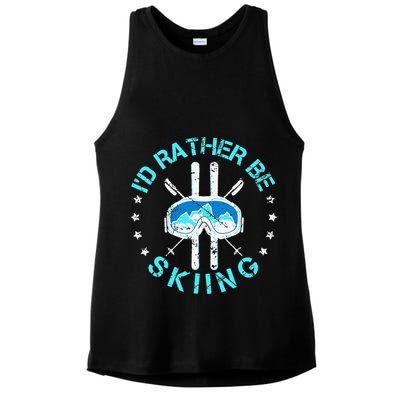 Skiing Skiing Lover I'd Rather Be Skiing Ladies PosiCharge Tri-Blend Wicking Tank