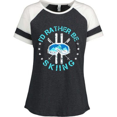 Skiing Skiing Lover I'd Rather Be Skiing Enza Ladies Jersey Colorblock Tee