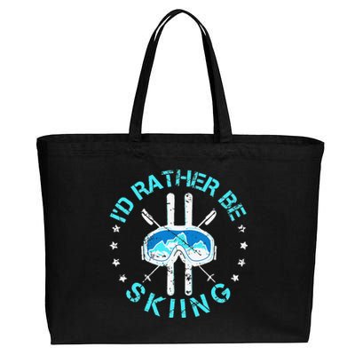 Skiing Skiing Lover I'd Rather Be Skiing Cotton Canvas Jumbo Tote