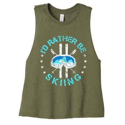 Skiing Skiing Lover I'd Rather Be Skiing Women's Racerback Cropped Tank