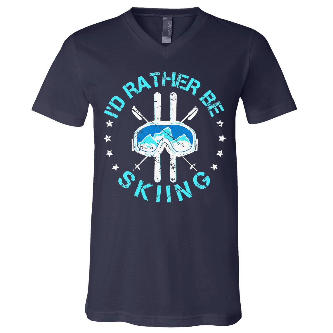 Skiing Skiing Lover I'd Rather Be Skiing V-Neck T-Shirt