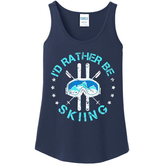 Skiing Skiing Lover I'd Rather Be Skiing Ladies Essential Tank