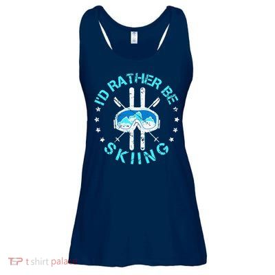 Skiing Skiing Lover I'd Rather Be Skiing Ladies Essential Flowy Tank