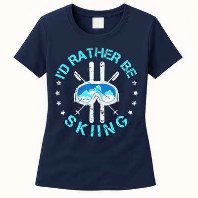 Skiing Skiing Lover I'd Rather Be Skiing Womens T-Shirt