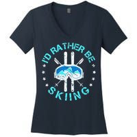 Skiing Skiing Lover I'd Rather Be Skiing Women's V-Neck T-Shirt