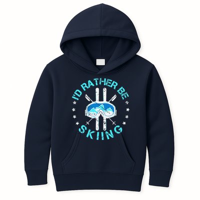 Skiing Skiing Lover I'd Rather Be Skiing Kids Hoodie