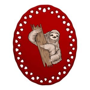 Sloth Ceramic Oval Ornament