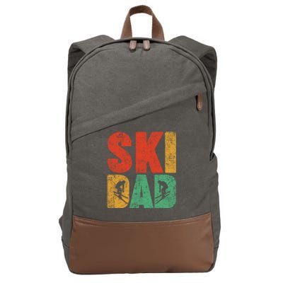 Skiing Sports Lover Retro Style Skiing Ski Dad Fathers Day Cute Gift Cotton Canvas Backpack