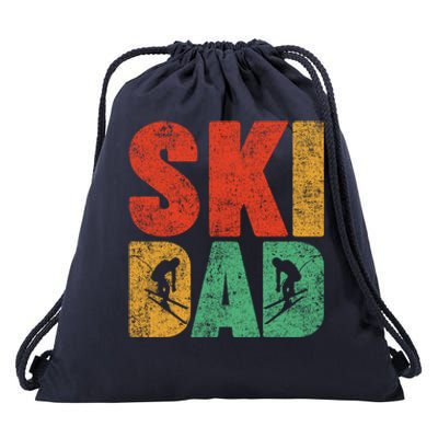 Skiing Sports Lover Retro Style Skiing Ski Dad Fathers Day Cute Gift Drawstring Bag