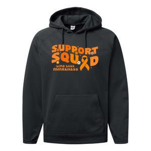 Support Squad Limb Loss Awareness Orange Ribbon Hope Fighter Performance Fleece Hoodie