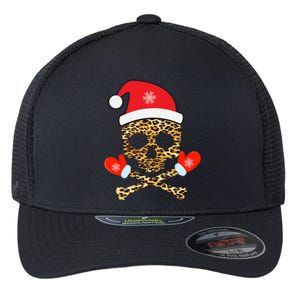 Santa Skull Leopard Christmas Flexfit Unipanel Trucker Cap