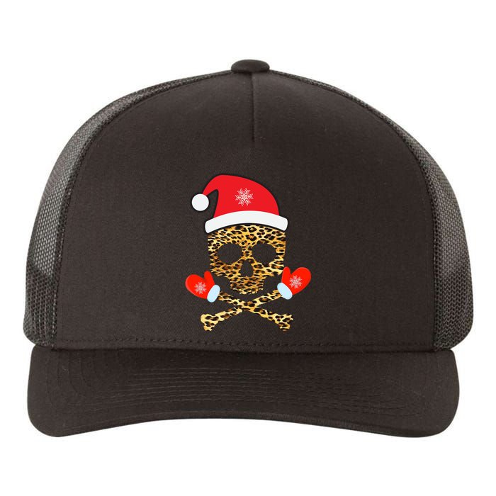 Santa Skull Leopard Christmas Yupoong Adult 5-Panel Trucker Hat