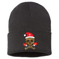 Santa Skull Leopard Christmas Sustainable Knit Beanie