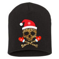 Santa Skull Leopard Christmas Short Acrylic Beanie