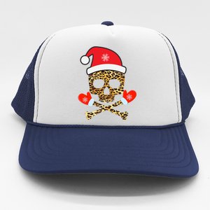 Santa Skull Leopard Christmas Trucker Hat