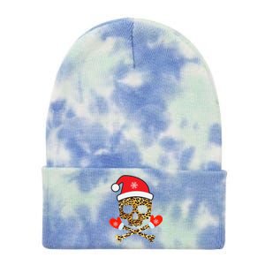 Santa Skull Leopard Christmas Tie Dye 12in Knit Beanie