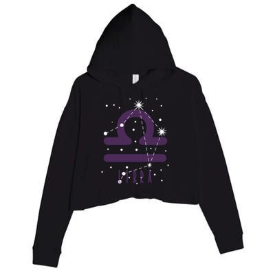 Star Sign Libra Zodiac Gift Crop Fleece Hoodie