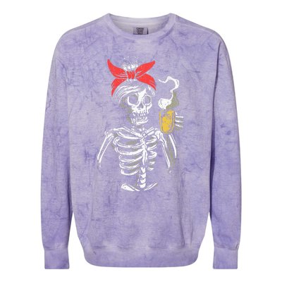 Scary Skeleton Lazy Halloween Costume Colorblast Crewneck Sweatshirt