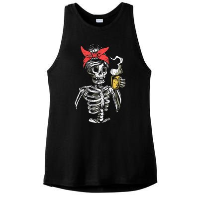 Scary Skeleton Lazy Halloween Costume Ladies PosiCharge Tri-Blend Wicking Tank