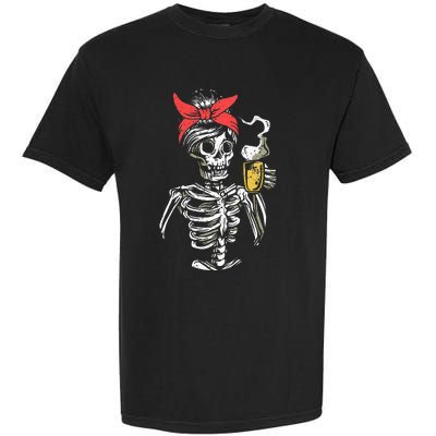 Scary Skeleton Lazy Halloween Costume Garment-Dyed Heavyweight T-Shirt