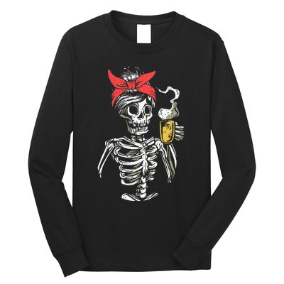 Scary Skeleton Lazy Halloween Costume Long Sleeve Shirt