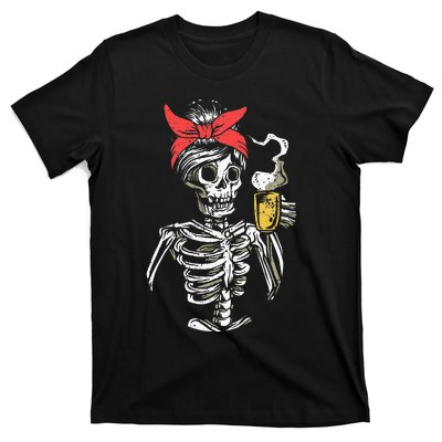 Scary Skeleton Lazy Halloween Costume T-Shirt